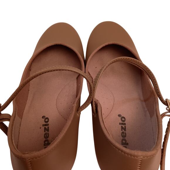 Capezio Women's Tap Dance Shoes, Kitten Heels, Leather, Tan Mary Janes Size 8 - Picture 7 of 8